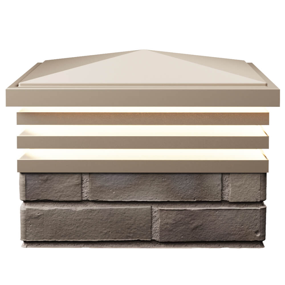 Колпак Zking Бона ХайТек Бежевый на столб 1.5х1.5 кирпича (385х385мм) с подсветкой в Ставрополе фото