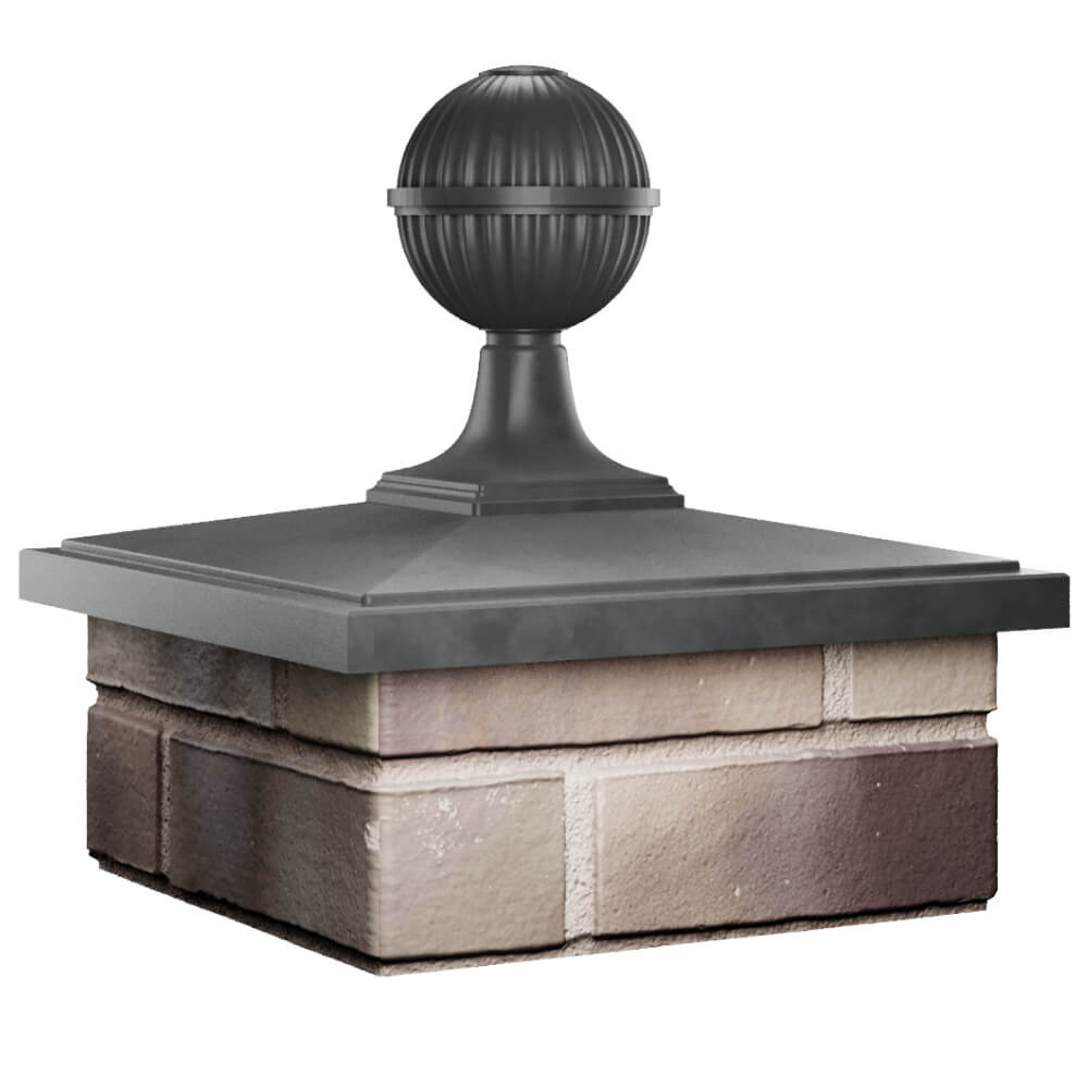 Колпак Zking БонаМоно Серый с шаром на столб 1.5х1.5 кирпича (385х385, 400х400мм) в сборе в Ставрополе фото