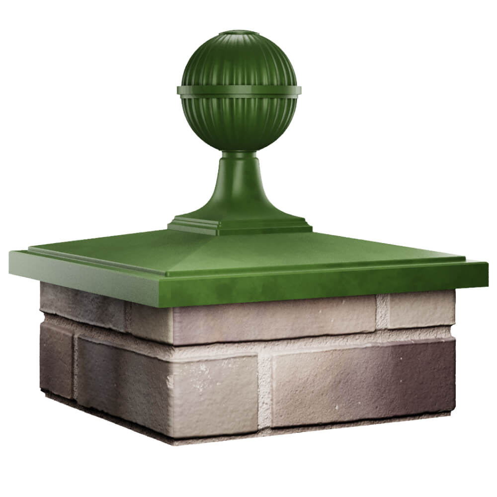 Колпак Zking БонаМоно Зеленый с шаром на столб 1.5х1.5 кирпича (385х385, 400х400мм) в сборе в Ставрополе фото