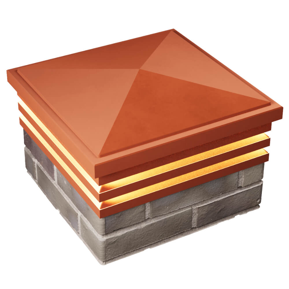 Колпак Zking Бона ХайТек Красный на столб 1.5х1.5 кирпича (385х385мм) с подсветкой в Ставрополе фото