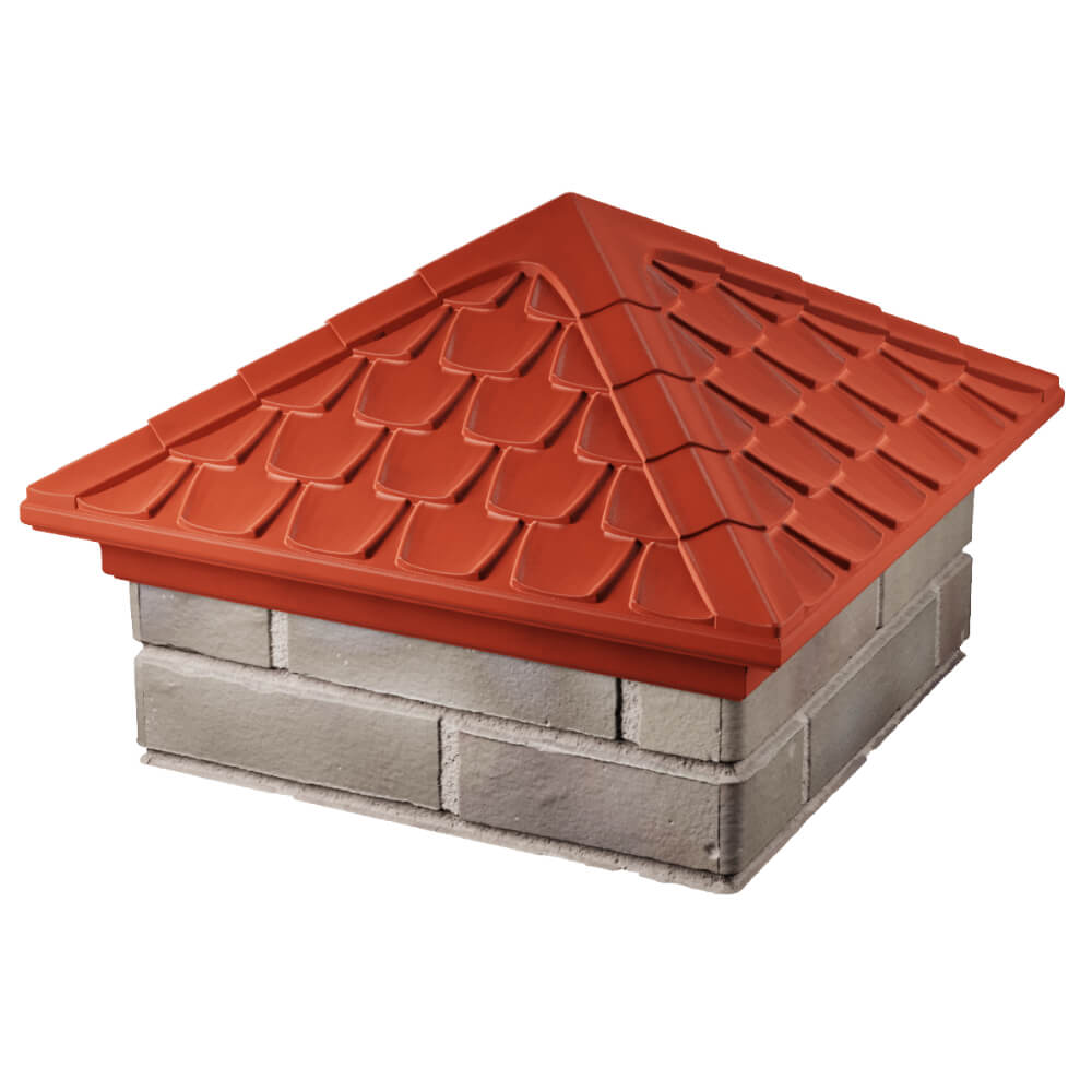 Колпак Zking Эльбрус Красный на столб 1.5х1.5 кирпича (385х385мм) в Ставрополе фото