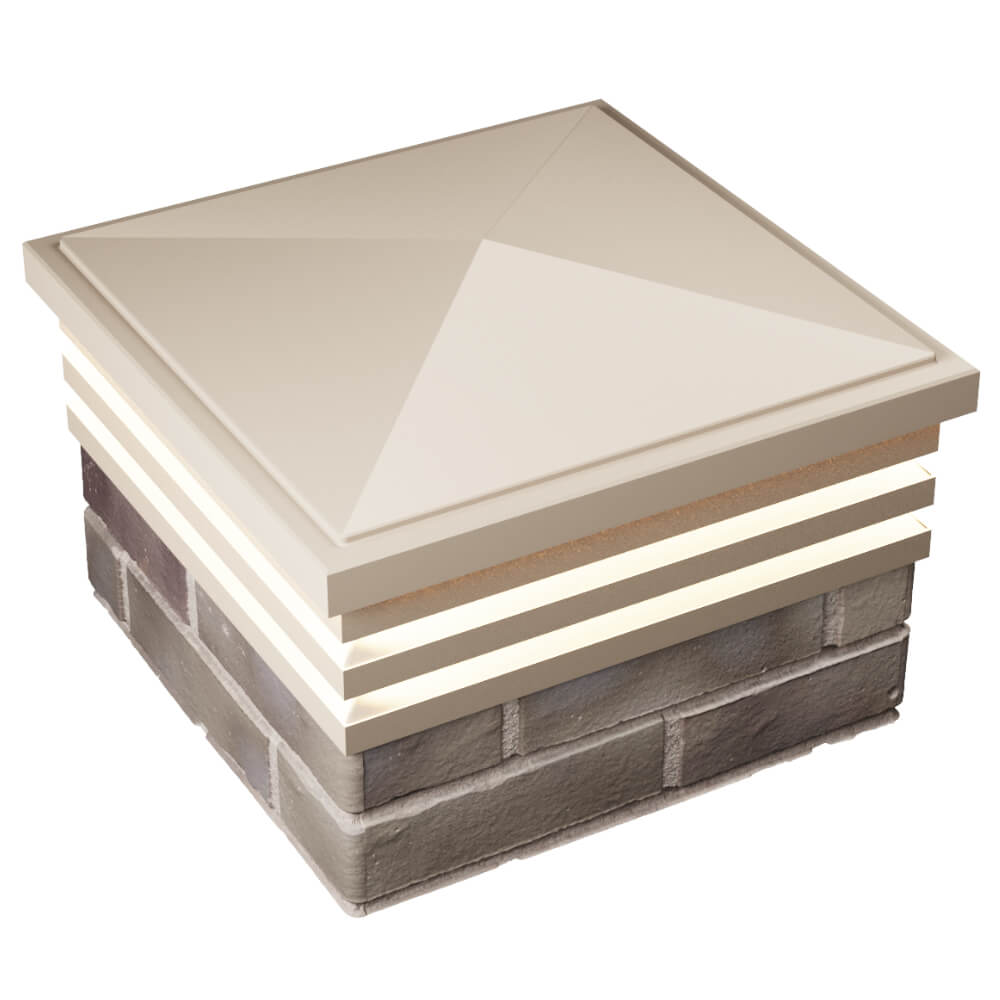 Колпак Zking Бона ХайТек Бежевый на столб 1.5х1.5 кирпича (385х385мм) с подсветкой в Ставрополе фото