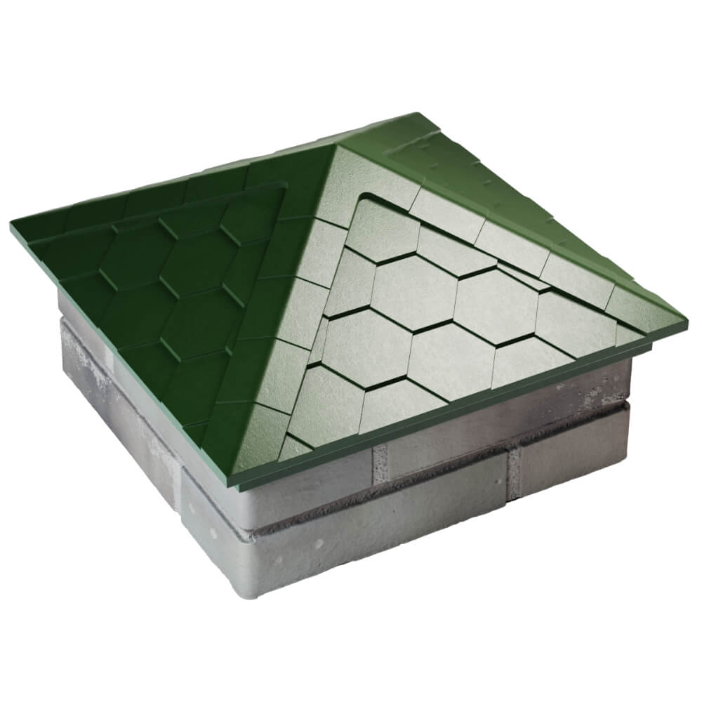 Колпак Zking Эверест Зеленый на столб 1.5х1.5 кирпича (390х390мм) в Ставрополе фото