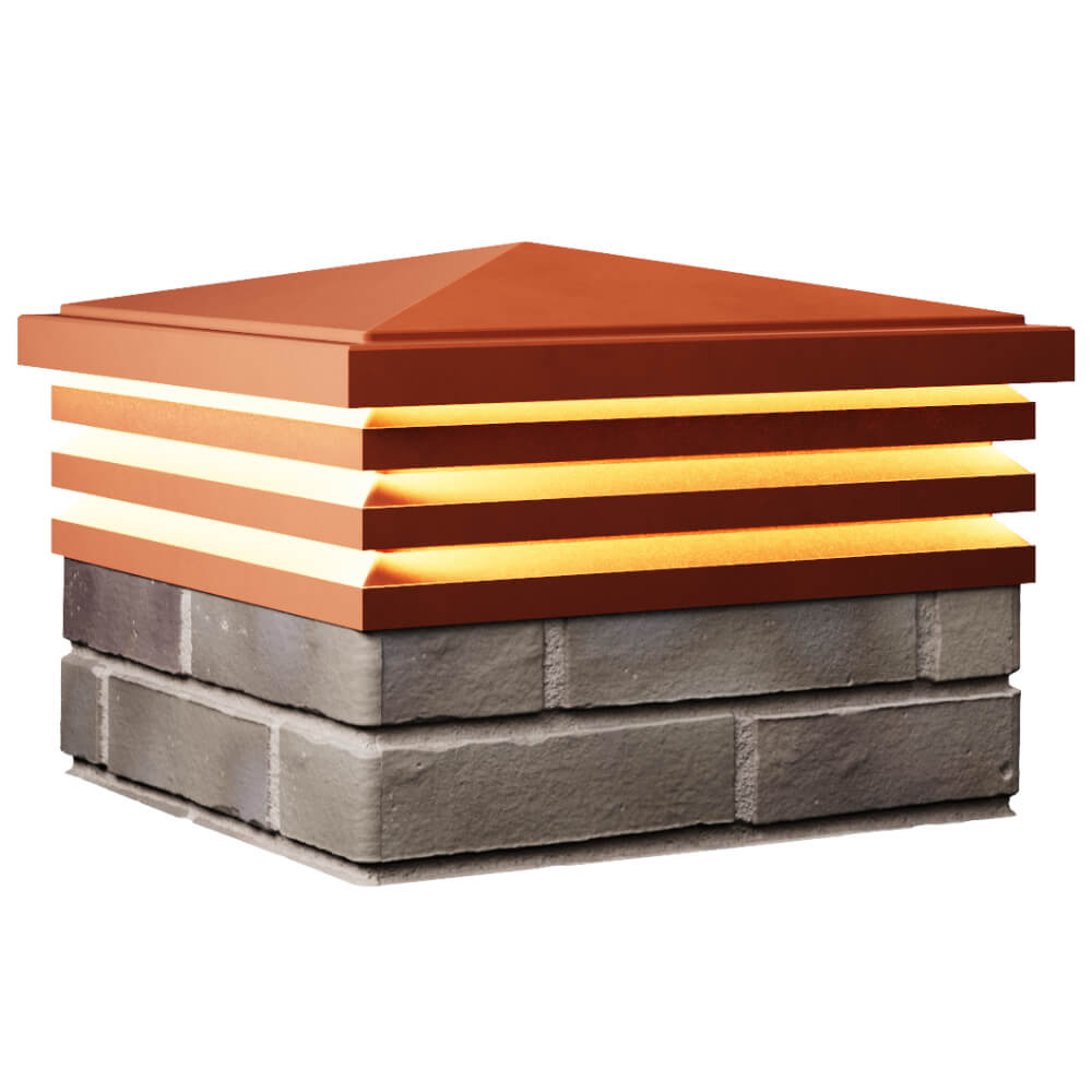 Колпак Zking Бона ХайТек Красный на столб 1.5х1.5 кирпича (385х385мм) с подсветкой в Ставрополе фото