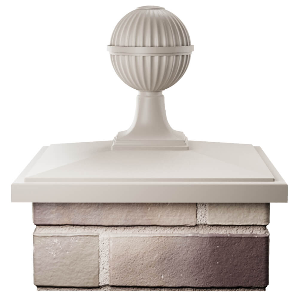 Колпак Zking БонаМоно Бежевый с шаром на столб 1.5х1.5 кирпича (385х385, 400х400мм) в сборе Ставрополь фото