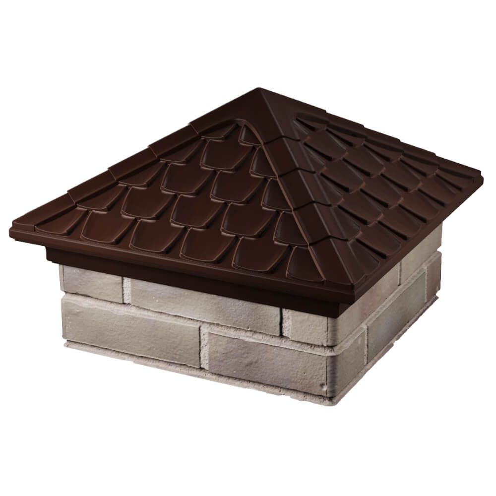 Колпак Zking Эльбрус Коричневый на столб 1.5х1.5 кирпича (385х385мм) в Ставрополе фото