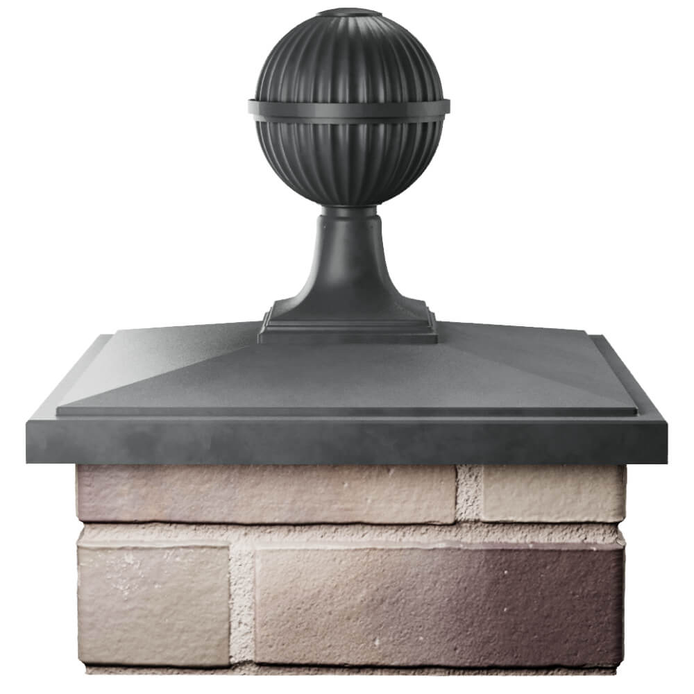 Колпак Zking БонаМоно Серый с шаром на столб 1.5х1.5 кирпича (385х385, 400х400мм) в сборе Ставрополь фото