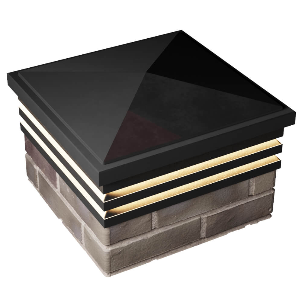 Колпак Zking Бона ХайТек Черный на столб 1.5х1.5 кирпича (385х385мм) с подсветкой в Ставрополе фото