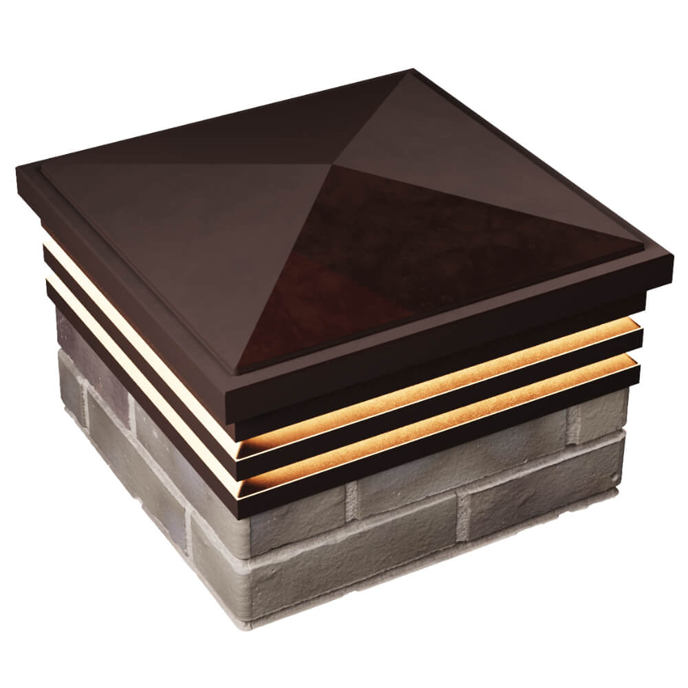 Колпак Zking Бона ХайТек Коричневый на столб 1.5х1.5 кирпича (385х385мм) с подсветкой в Ставрополе фото