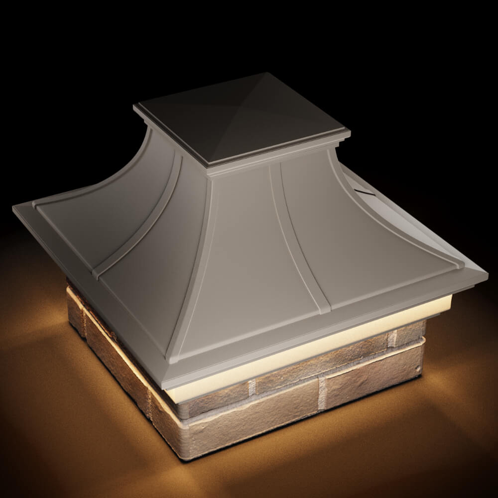 Колпак Zking Монблан Премиум Бежевый на столб 1.5х1.5 кирпича (385х385мм) с подсветкой в Ставрополе фото