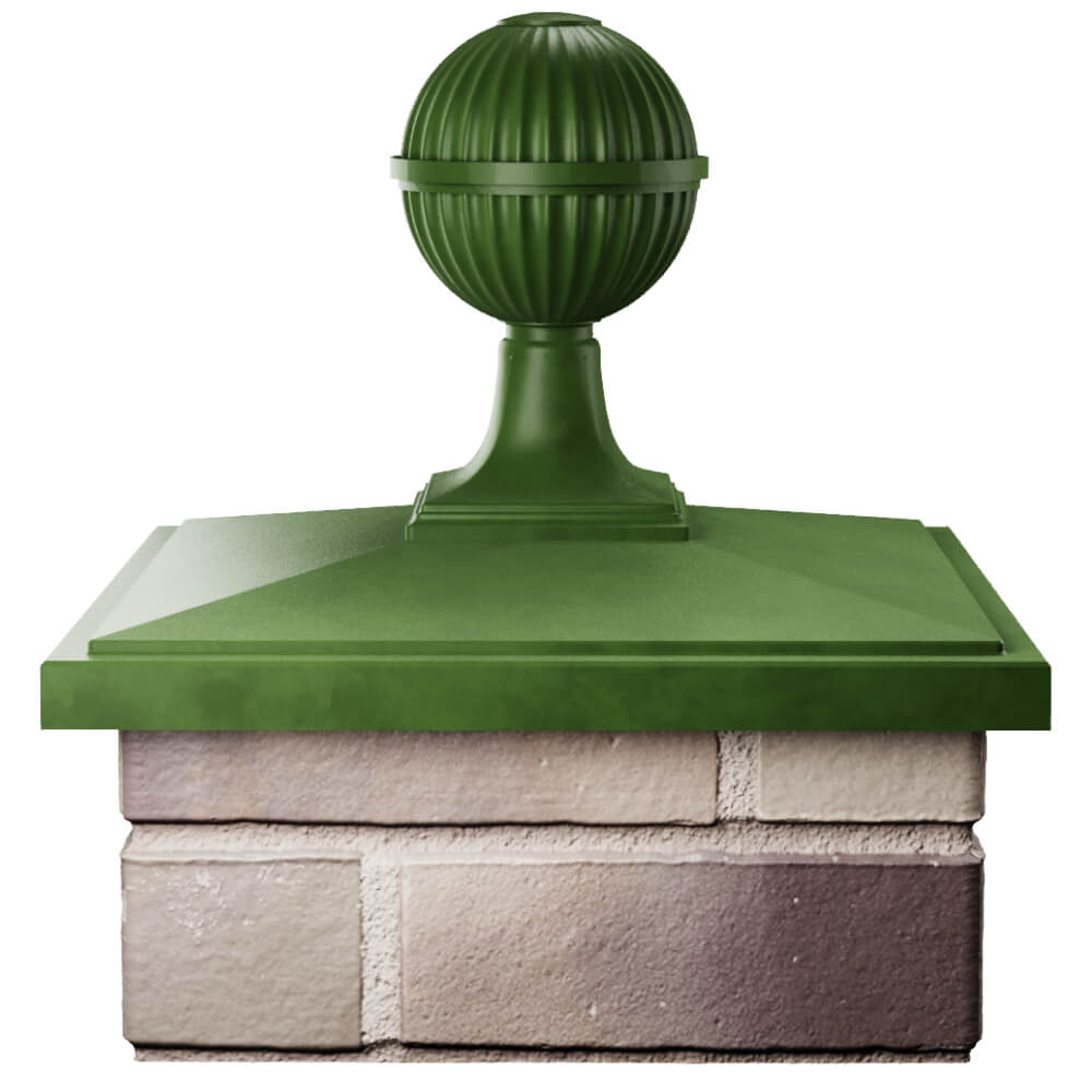 Колпак Zking БонаМоно Зеленый с шаром на столб 1.5х1.5 кирпича (385х385, 400х400мм) в сборе Ставрополь фото