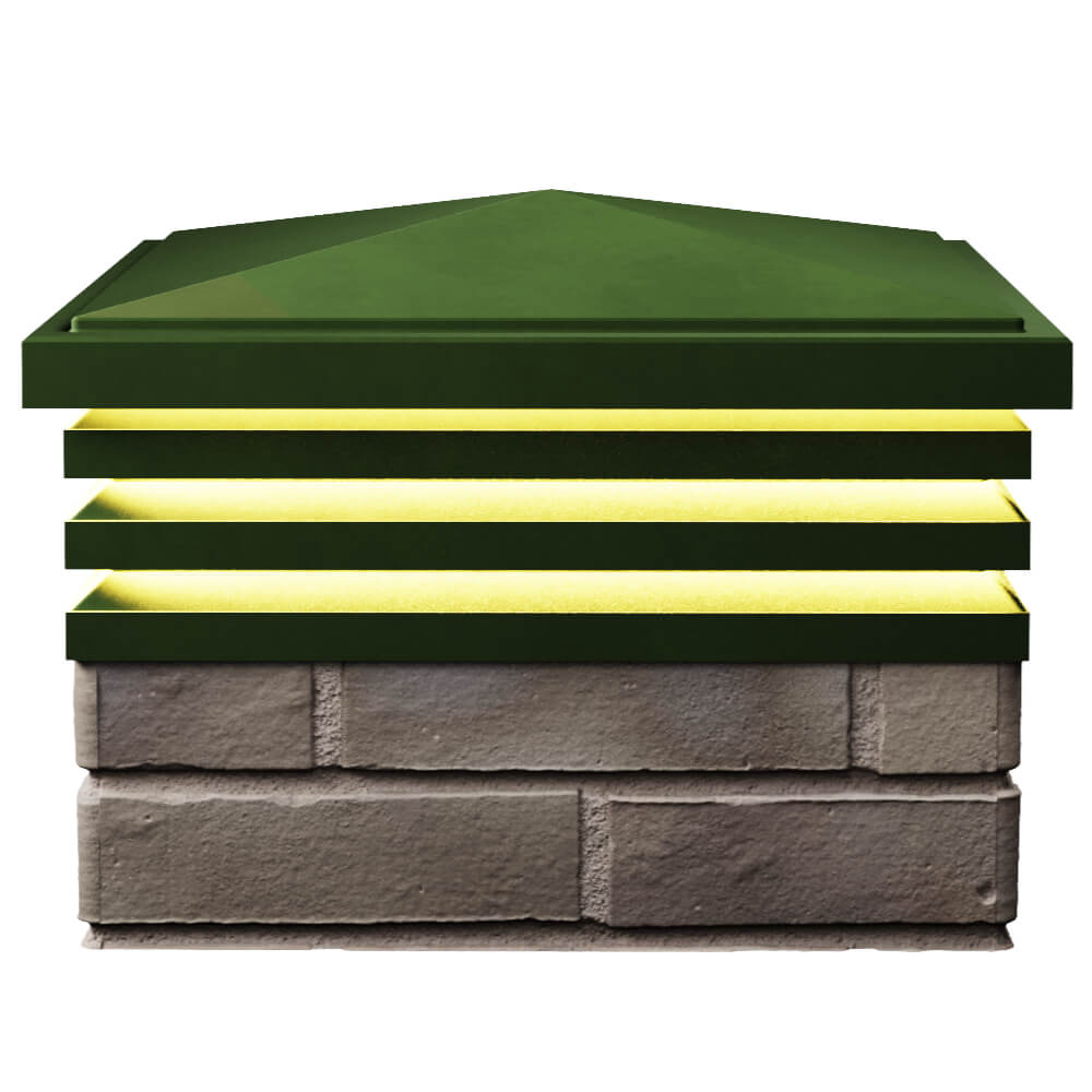 Колпак Zking Бона ХайТек Зеленый на столб 1.5х1.5 кирпича (385х385мм) с подсветкой в Ставрополе фото