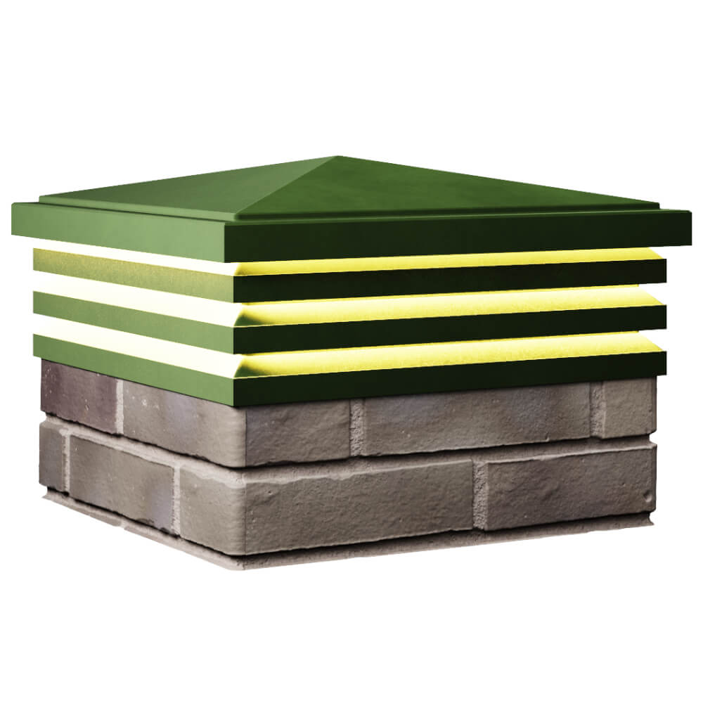 Колпак Zking Бона ХайТек Зеленый на столб 1.5х1.5 кирпича (385х385мм) с подсветкой в Ставрополе фото