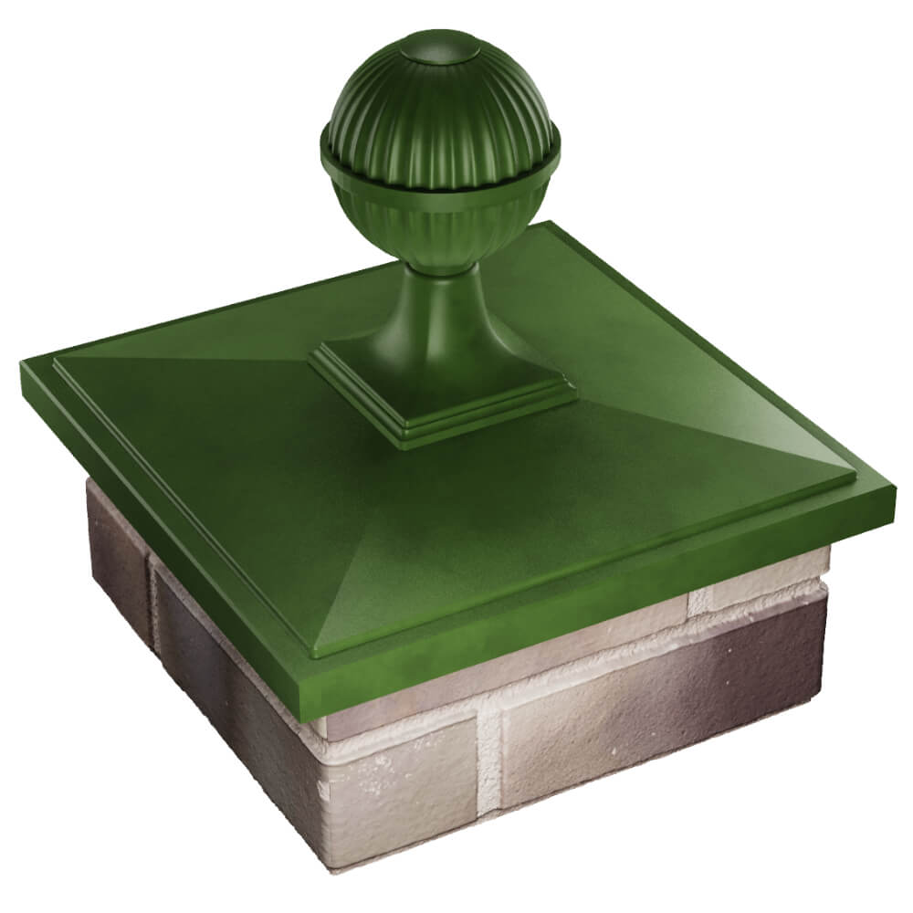 Колпак Zking БонаМоно Зеленый с шаром на столб 1.5х1.5 кирпича (385х385, 400х400мм) в сборе в Ставрополе фото