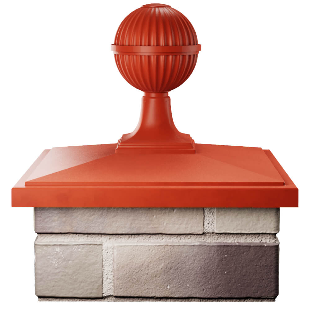 Колпак Zking БонаМоно Красный с шаром на столб 1.5х1.5 кирпича (385х385, 400х400мм) в сборе Ставрополь фото