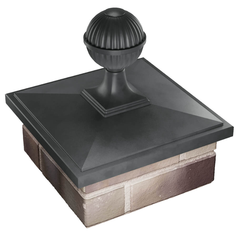 Колпак Zking БонаМоно Серый с шаром на столб 1.5х1.5 кирпича (385х385, 400х400мм) в сборе в Ставрополе фото
