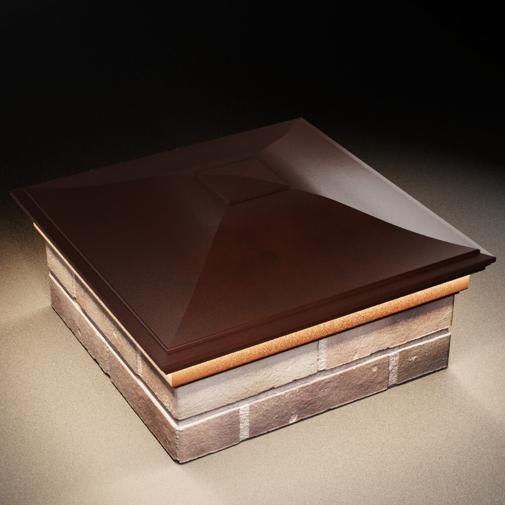 Колпак Zking Монблан Коричневый на столб 2х2 кирпича (515х515мм) c подсветкой в Ставрополе фото