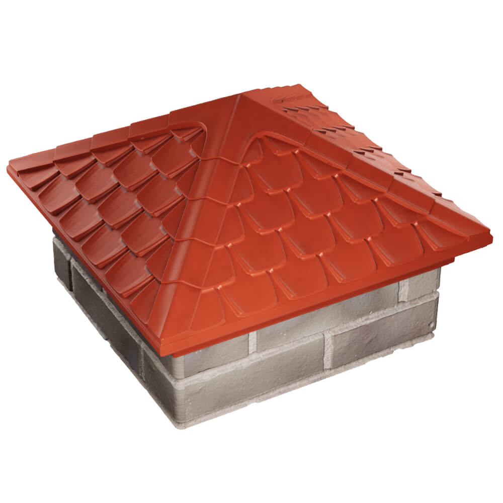 Колпак Zking Эльбрус Красный на столб 1.5х1.5 кирпича (385х385мм) в Ставрополе фото