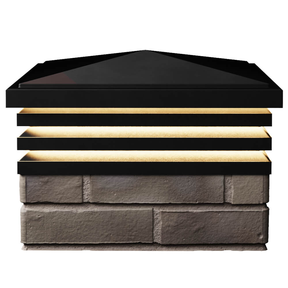 Колпак Zking Бона ХайТек Черный на столб 1.5х1.5 кирпича (385х385мм) с подсветкой в Ставрополе фото