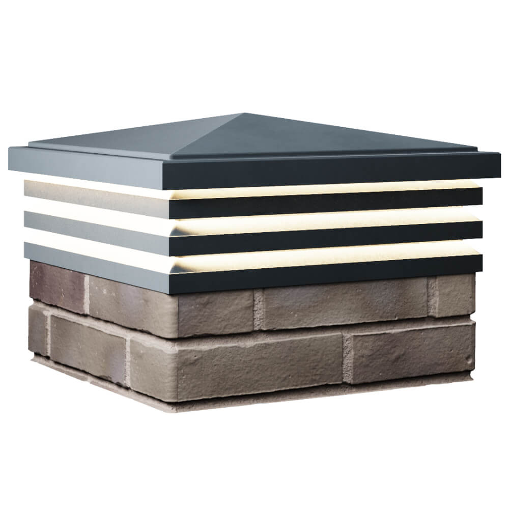 Колпак Zking Бона ХайТек Серый на столб 1.5х1.5 кирпича (385х385мм) с подсветкой в Ставрополе фото