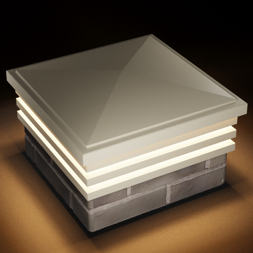 Колпак Zking Бона ХайТек Бежевый на столб 1.5х1.5 кирпича (385х385мм) с подсветкой в Ставрополе фото