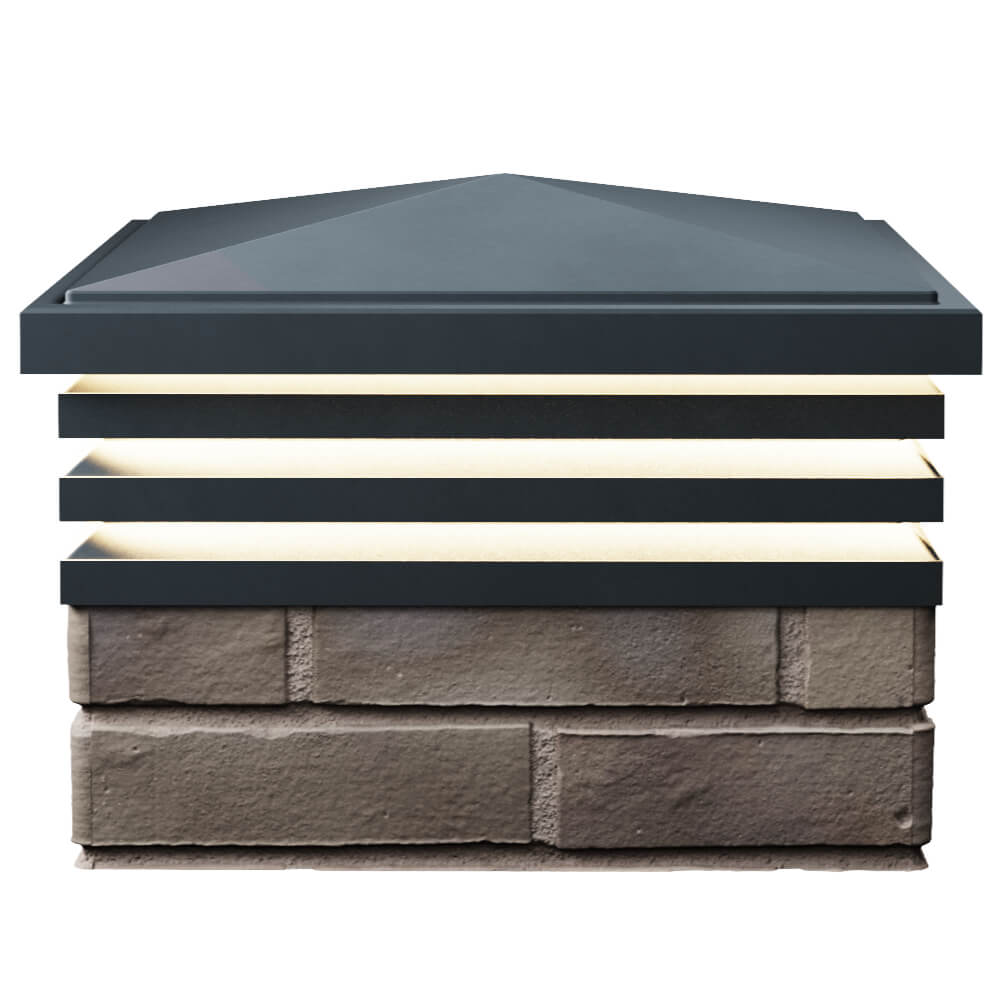 Колпак Zking Бона ХайТек Серый на столб 1.5х1.5 кирпича (385х385мм) с подсветкой в Ставрополе фото