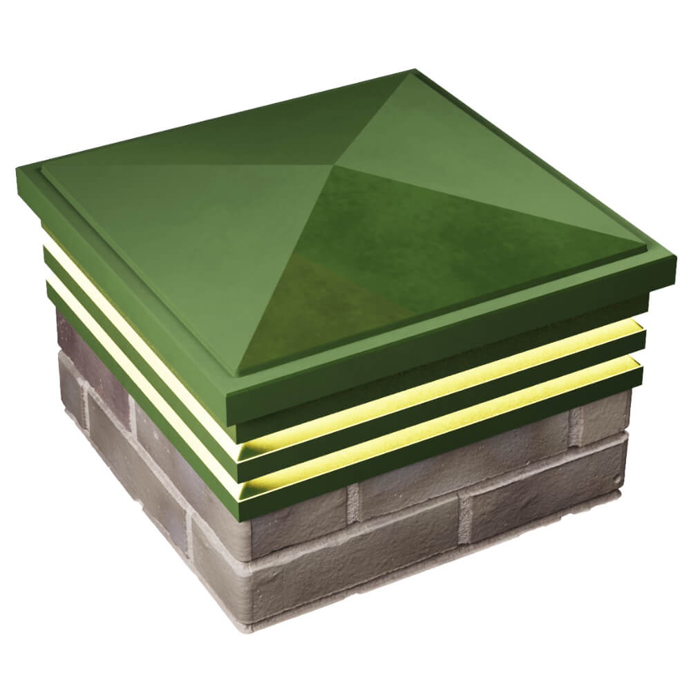 Колпак Zking Бона ХайТек Зеленый на столб 1.5х1.5 кирпича (385х385мм) с подсветкой в Ставрополе фото