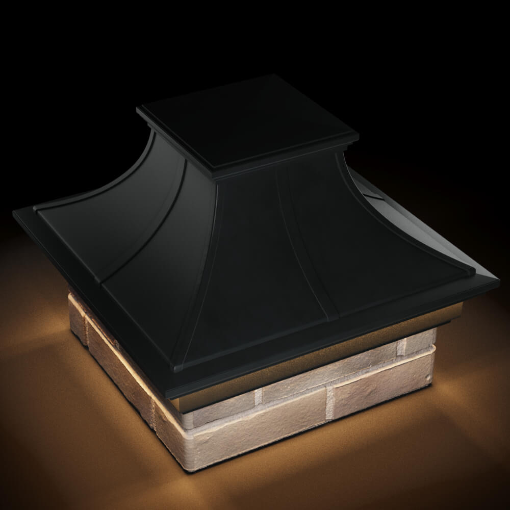 Колпак Zking Монблан Премиум Черный на столб 1.5х1.5 кирпича (385х385мм) с подсветкой в Ставрополе фото