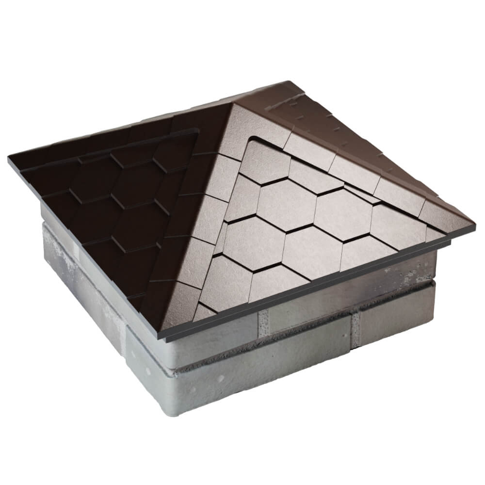 Колпак Zking Эверест Коричневый на столб 1.5х1.5 кирпича (390х390мм) в Ставрополе фото