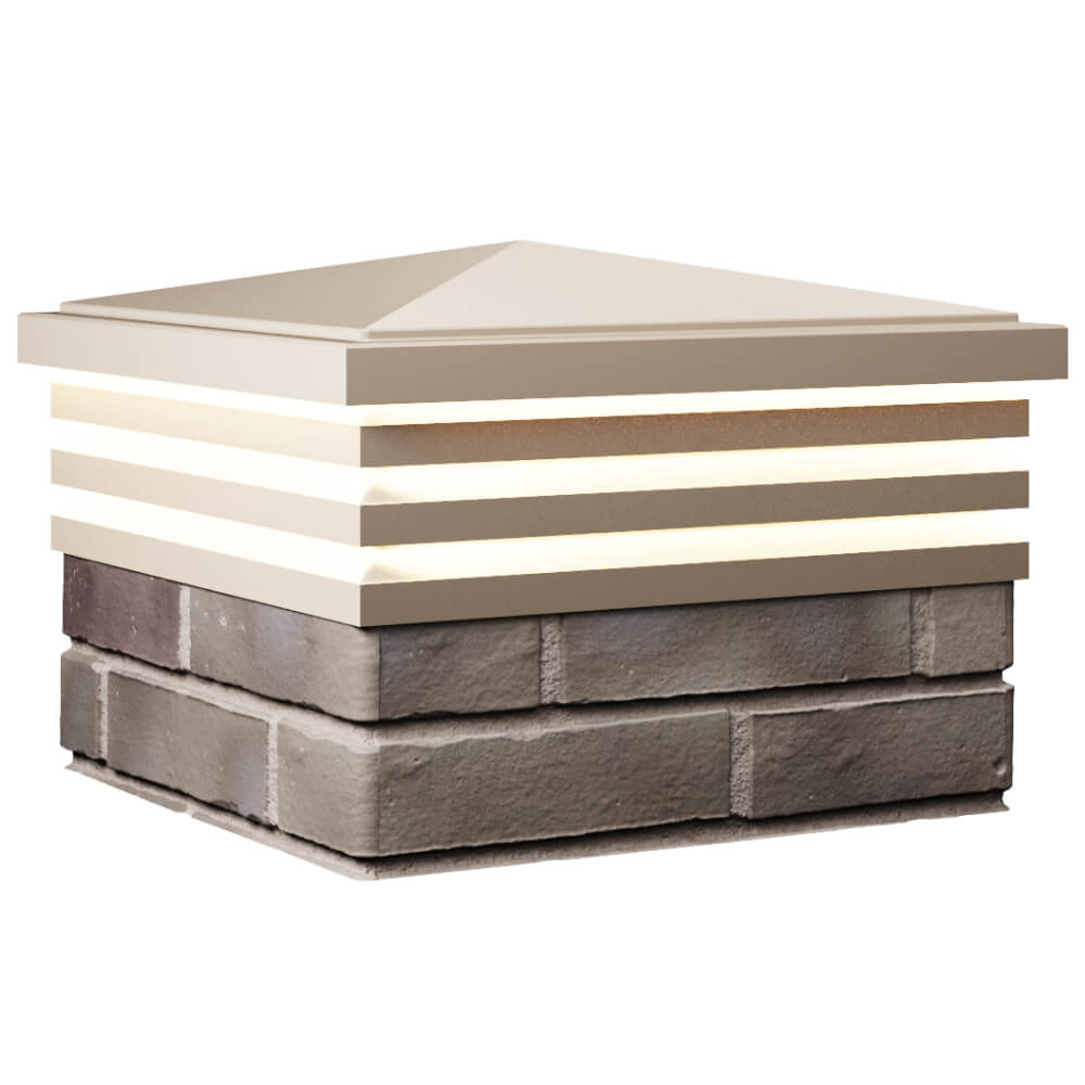 Колпак Zking Бона ХайТек Бежевый на столб 1.5х1.5 кирпича (385х385мм) с подсветкой в Ставрополе фото