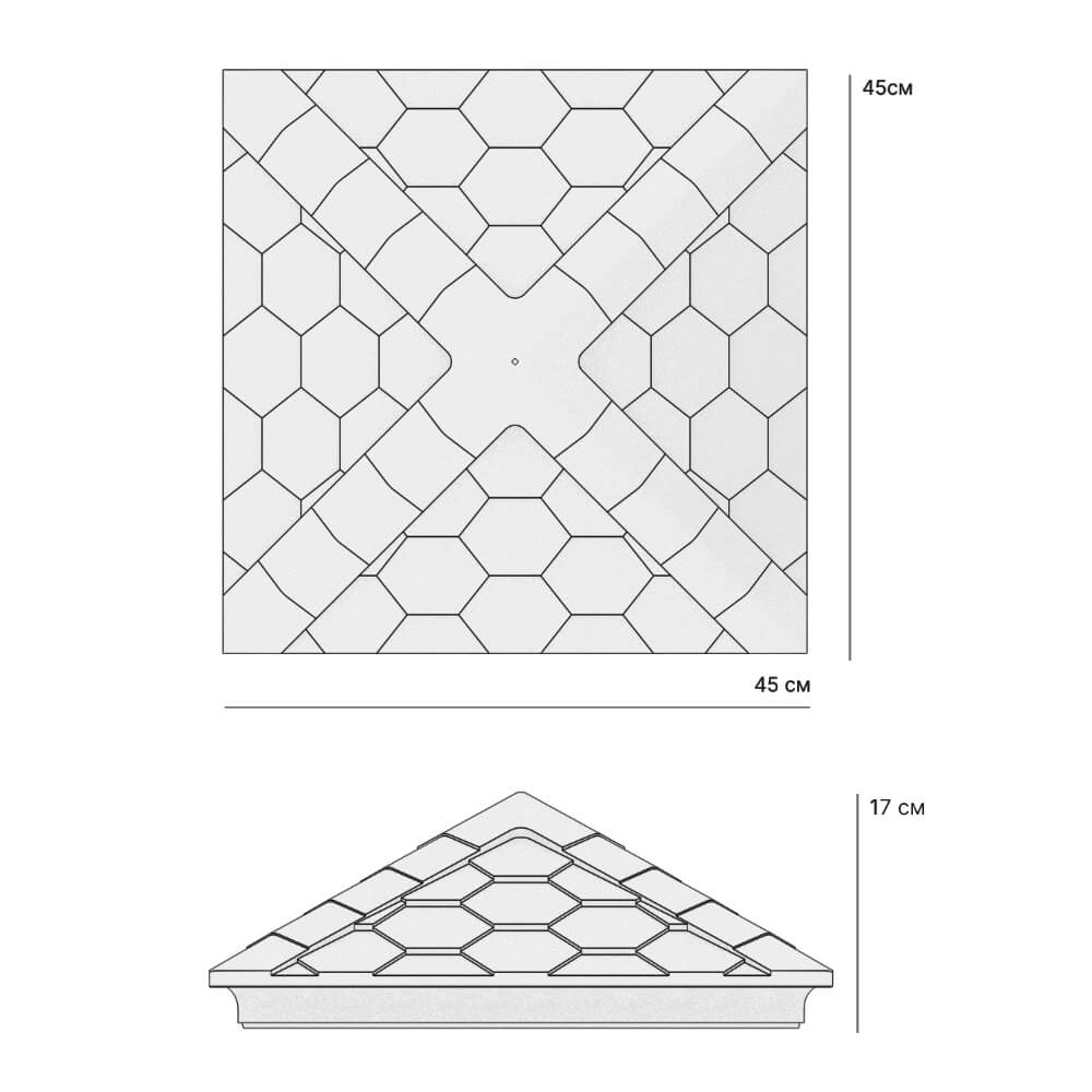Колпак Zking Эверест Серый на столб 1.5х1.5 кирпича (390х390мм) в Ставрополе фото