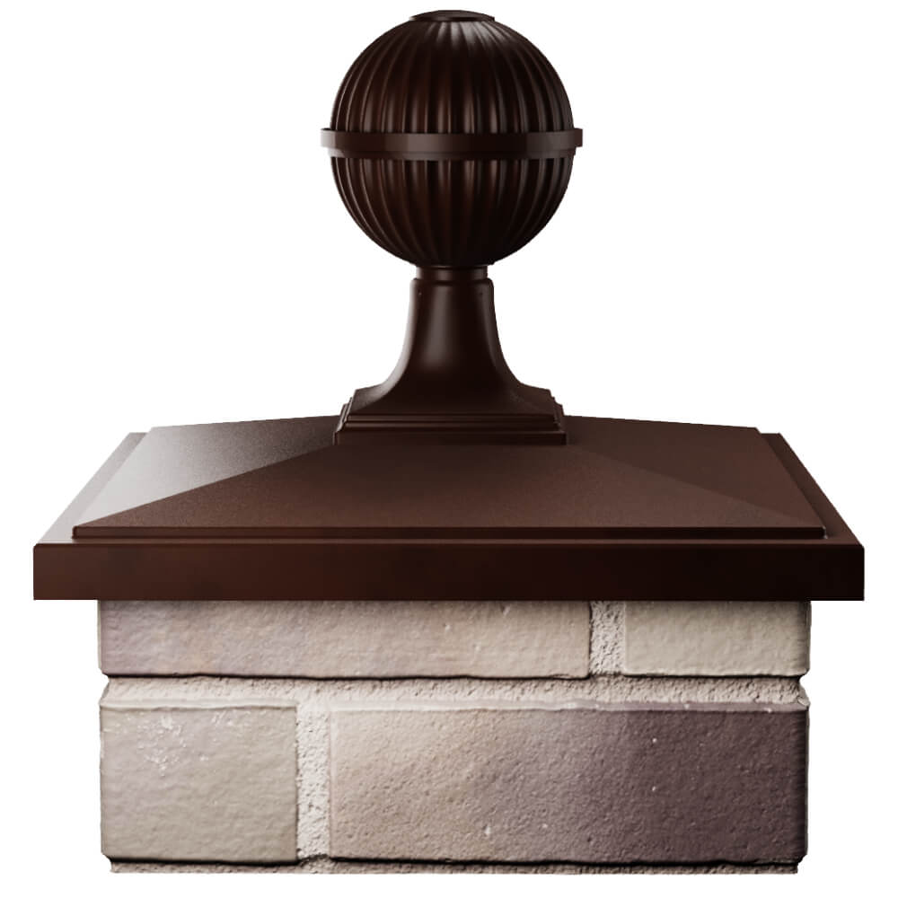 Колпак Zking БонаМоно Коричневый с шаром на столб 1.5х1.5 кирпича (385х385, 400х400мм) в сборе Ставрополь фото