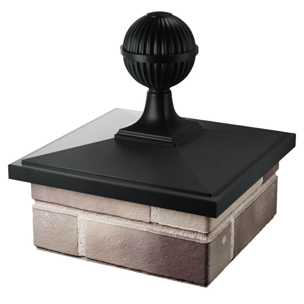 Колпак Zking БонаМоно Черный с шаром на столб 1.5х1.5 кирпича (385х385, 400х400мм) в сборе в Ставрополе фото