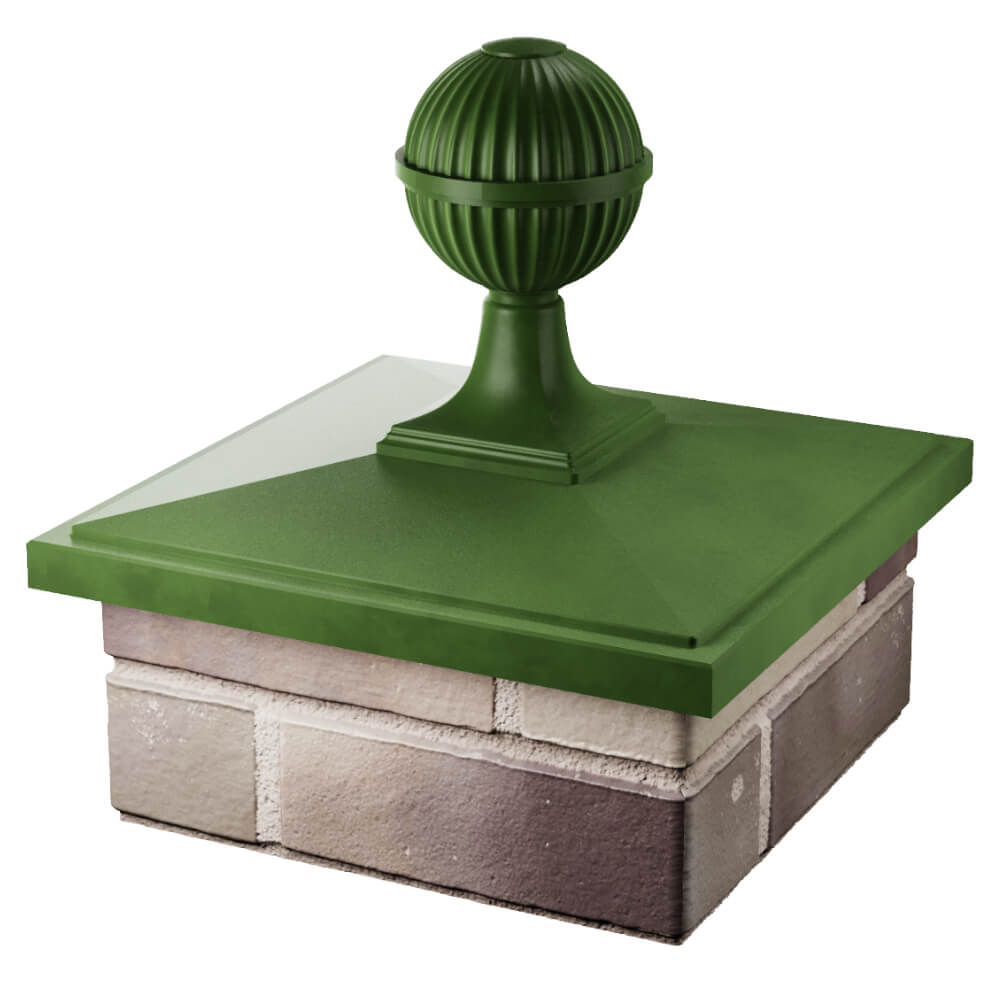 Колпак Zking БонаМоно Зеленый с шаром на столб 1.5х1.5 кирпича (385х385, 400х400мм) в сборе в Ставрополе фото