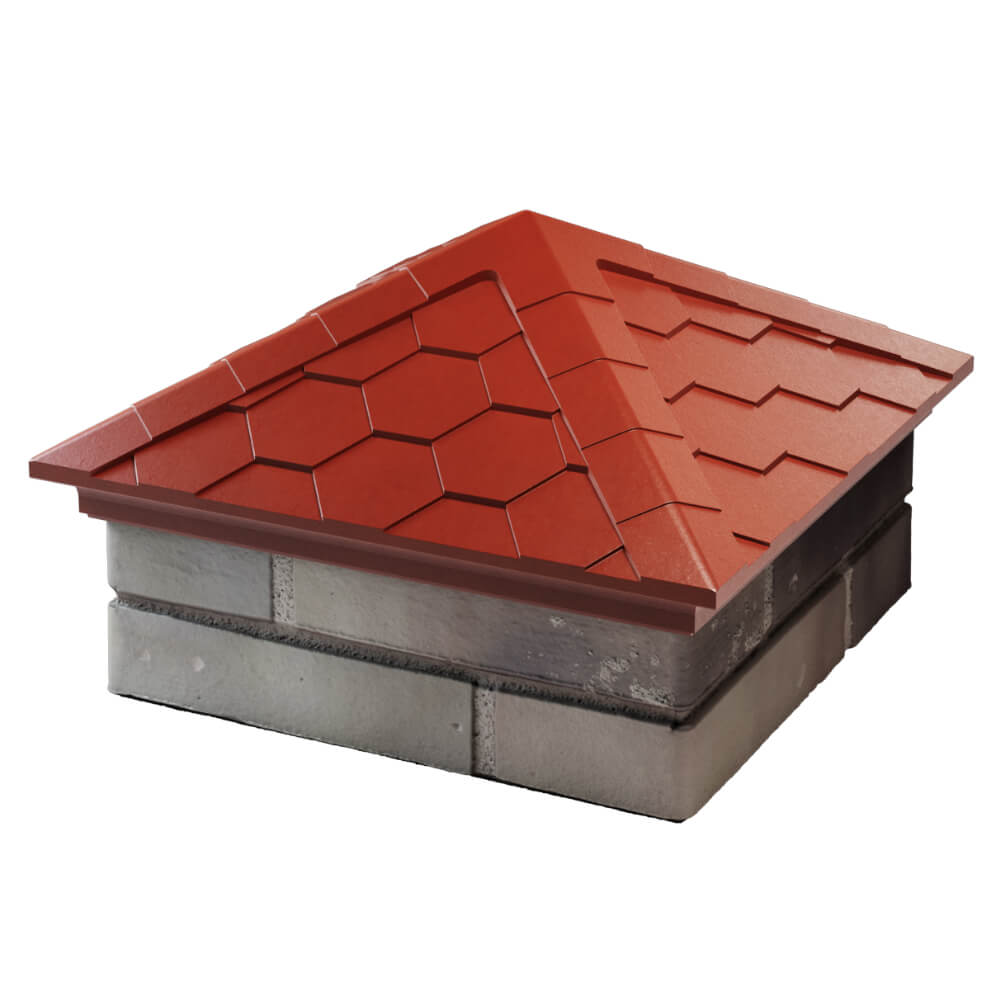 Колпак Zking Эверест Красный на столб 1.5х1.5 кирпича (390х390мм) в Ставрополе фото