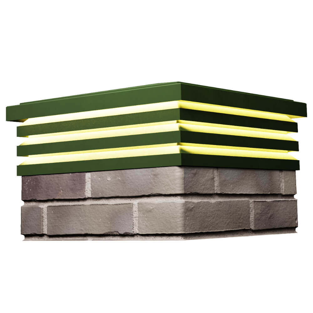 Колпак Zking Бона ХайТек Зеленый на столб 1.5х1.5 кирпича (385х385мм) с подсветкой в Ставрополе фото