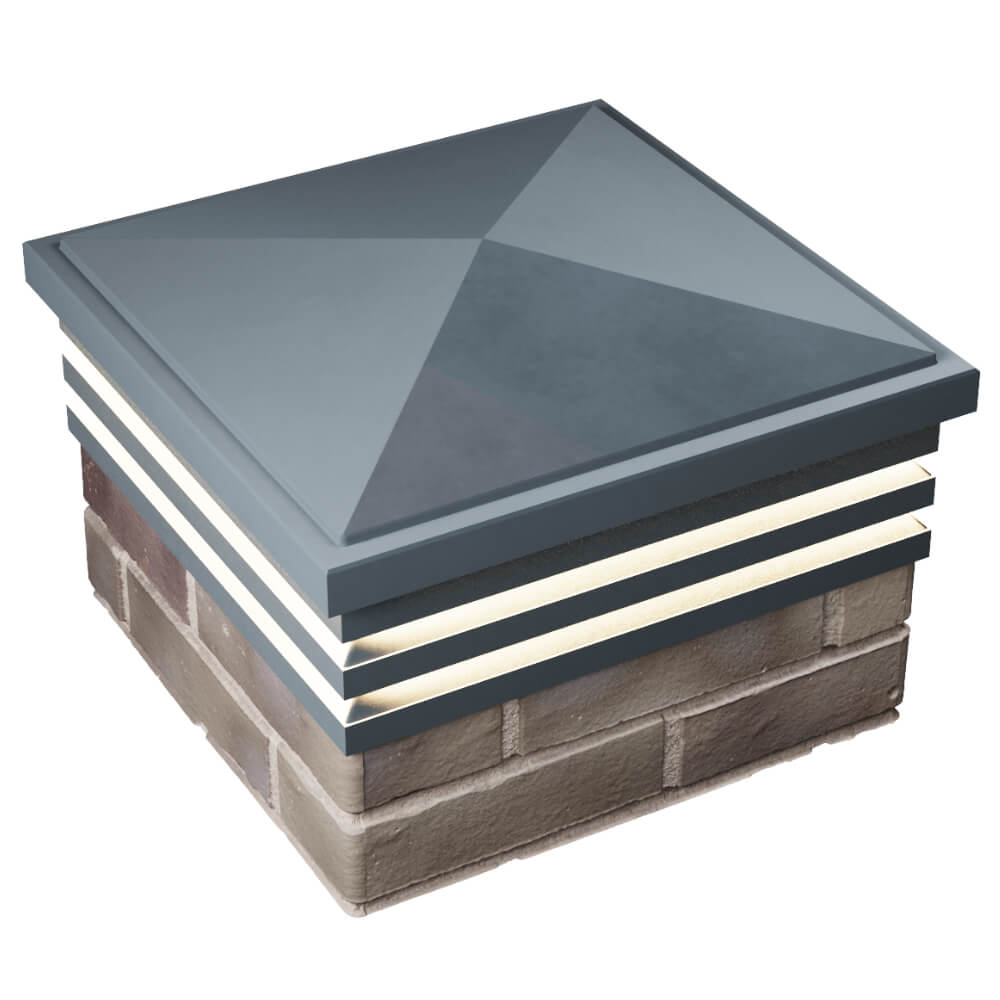 Колпак Zking Бона ХайТек Серый на столб 1.5х1.5 кирпича (385х385мм) с подсветкой в Ставрополе фото