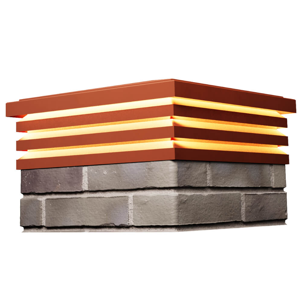 Колпак Zking Бона ХайТек Красный на столб 1.5х1.5 кирпича (385х385мм) с подсветкой в Ставрополе фото