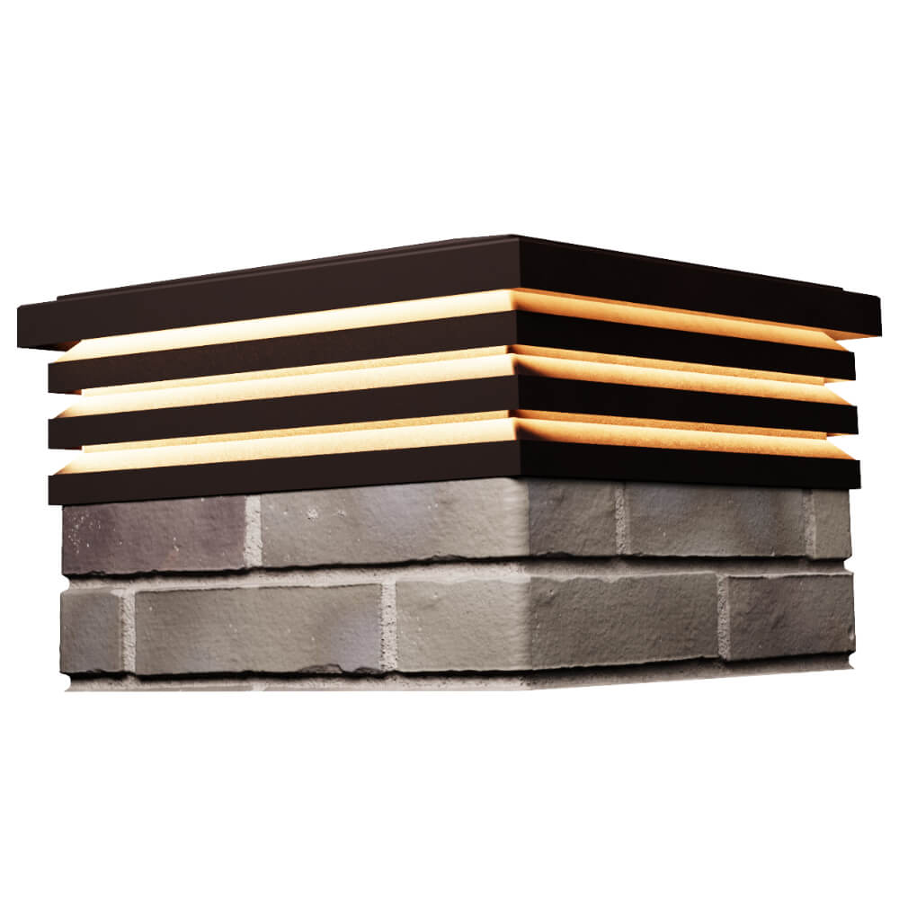 Колпак Zking Бона ХайТек Коричневый на столб 1.5х1.5 кирпича (385х385мм) с подсветкой в Ставрополе фото