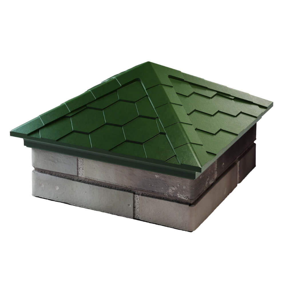 Колпак Zking Эверест Зеленый на столб 1.5х1.5 кирпича (390х390мм) в Ставрополе фото