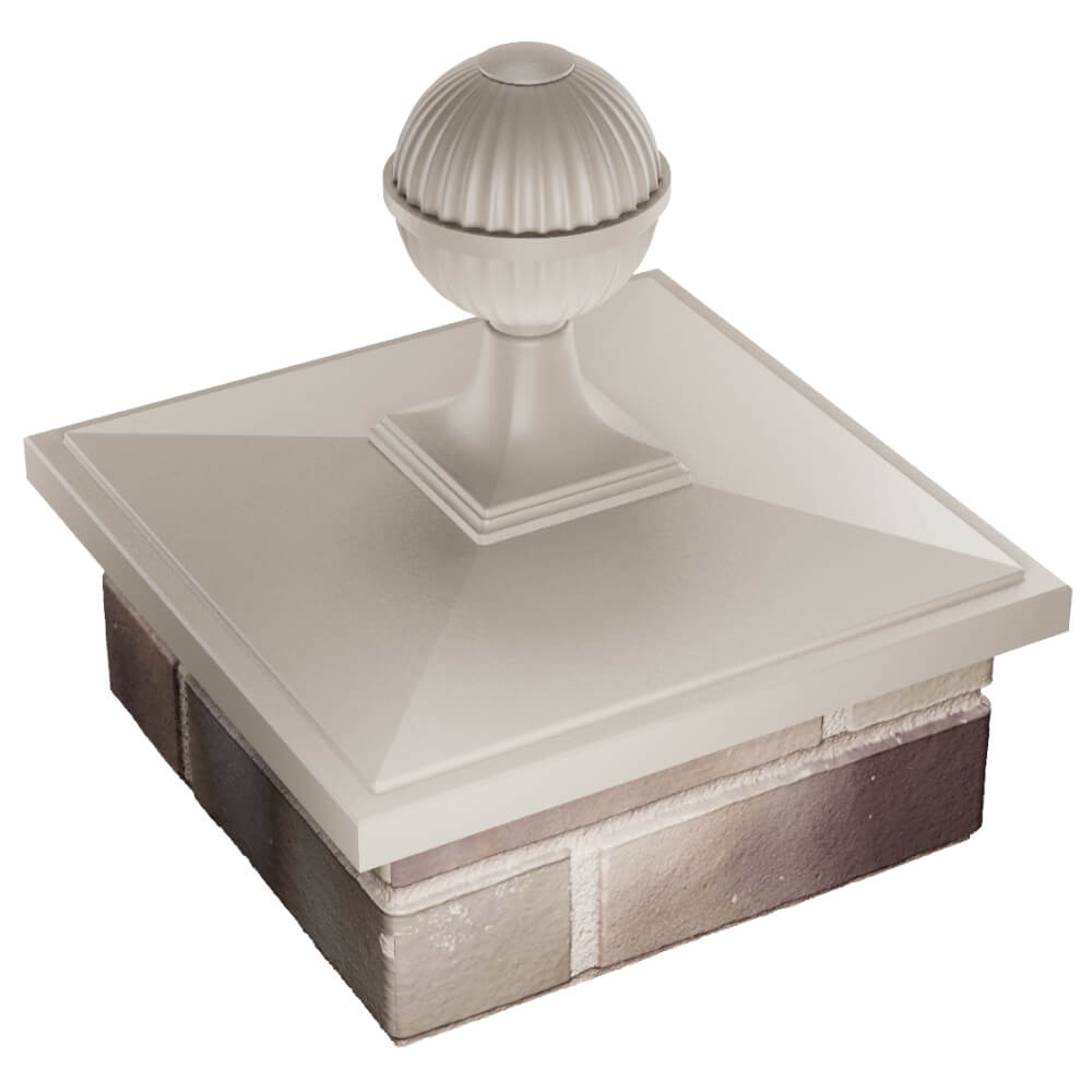 Колпак Zking БонаМоно Бежевый с шаром на столб 1.5х1.5 кирпича (385х385, 400х400мм) в сборе в Ставрополе фото