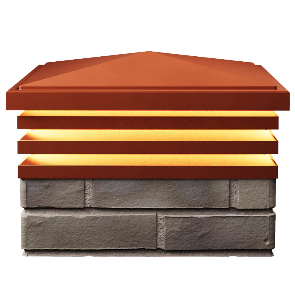 Колпак Zking Бона ХайТек Красный на столб 1.5х1.5 кирпича (385х385мм) с подсветкой в Ставрополе фото