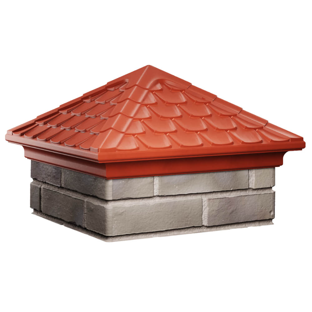 Колпак Zking Эльбрус Красный на столб 1.5х1.5 кирпича (385х385мм) в Ставрополе фото