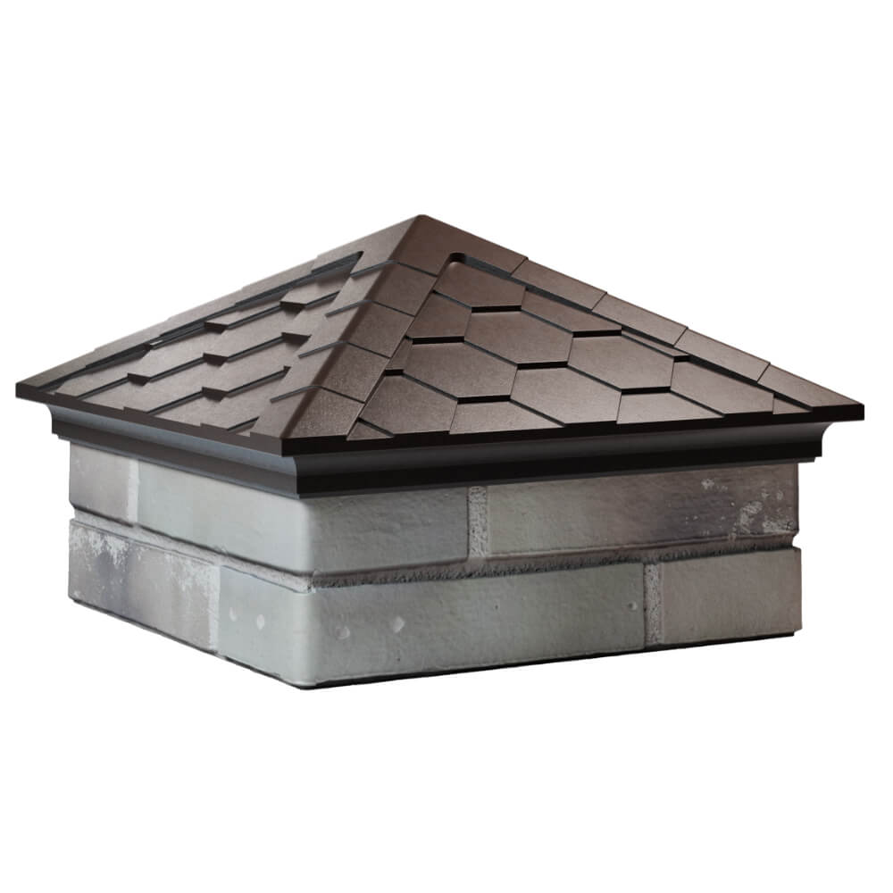 Колпак Zking Эверест Коричневый на столб 1.5х1.5 кирпича (390х390мм) в Ставрополе фото