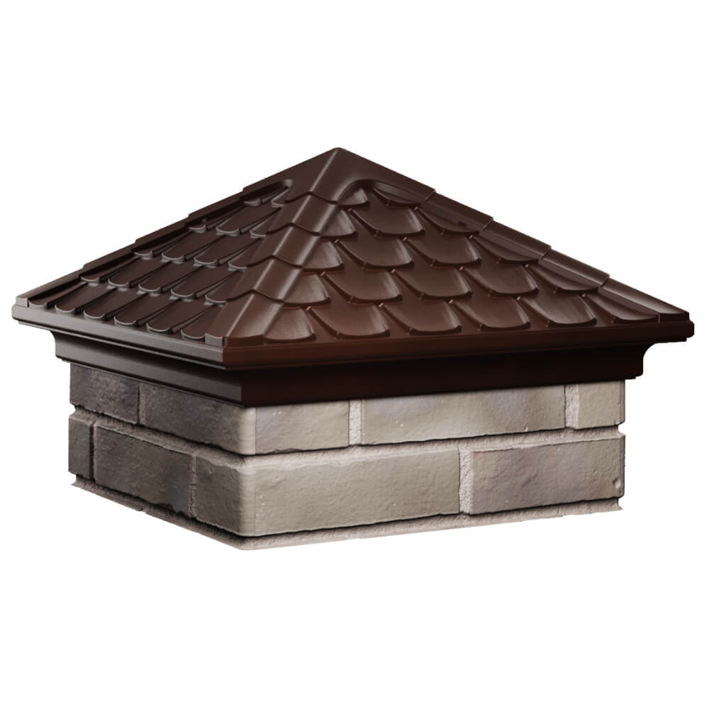 Колпак Zking Эльбрус Коричневый на столб 1.5х1.5 кирпича (385х385мм) в Ставрополе фото