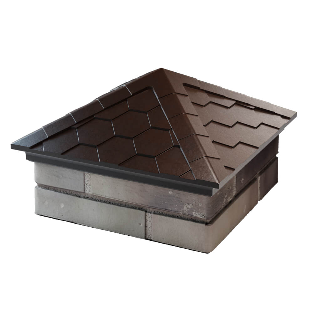 Колпак Zking Эверест Коричневый на столб 1.5х1.5 кирпича (390х390мм) в Ставрополе фото