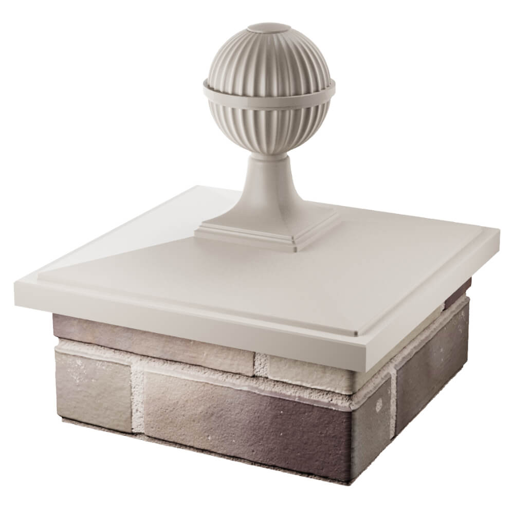 Колпак Zking БонаМоно Бежевый с шаром на столб 1.5х1.5 кирпича (385х385, 400х400мм) в сборе в Ставрополе фото